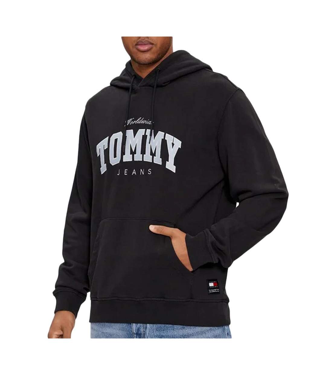 Sweat noir homme tommy hilfiger varsity - m-1