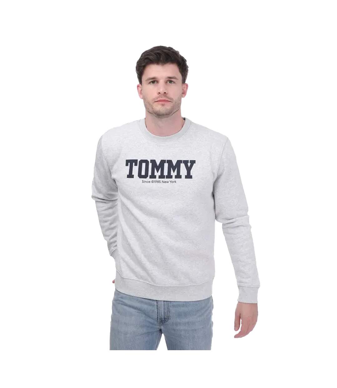 Unisex Adult Back Print Logo Sweatshirt Silver Tommy Hilfiger-1