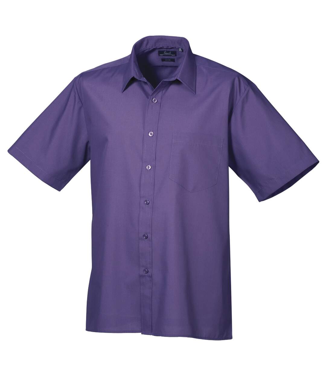 Mens short sleeve formal poplin plain work shirt purple Premier