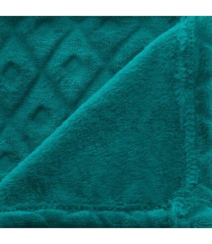 Plaid en flanelle détails losanges en 3D - 230x180 cm - Bleu