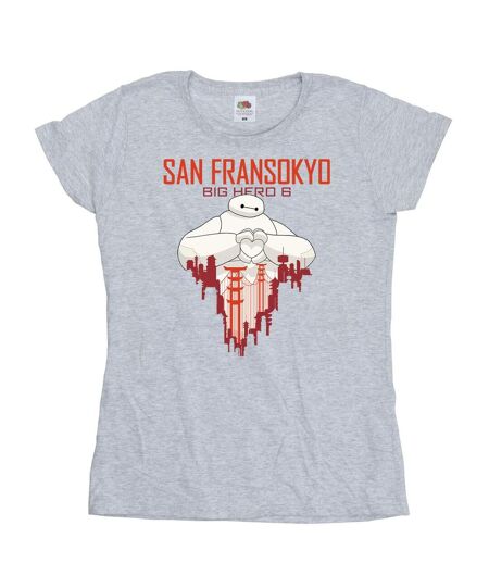 Disney - T-shirt BIG HERO BAYMAX SAN FRANSOKYO HEART - Femme (Gris chiné) - UTBI13243