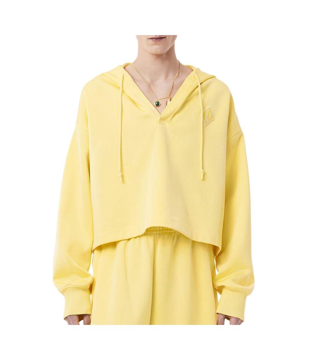 Sweat jaune femme lacoste runway oversized-1