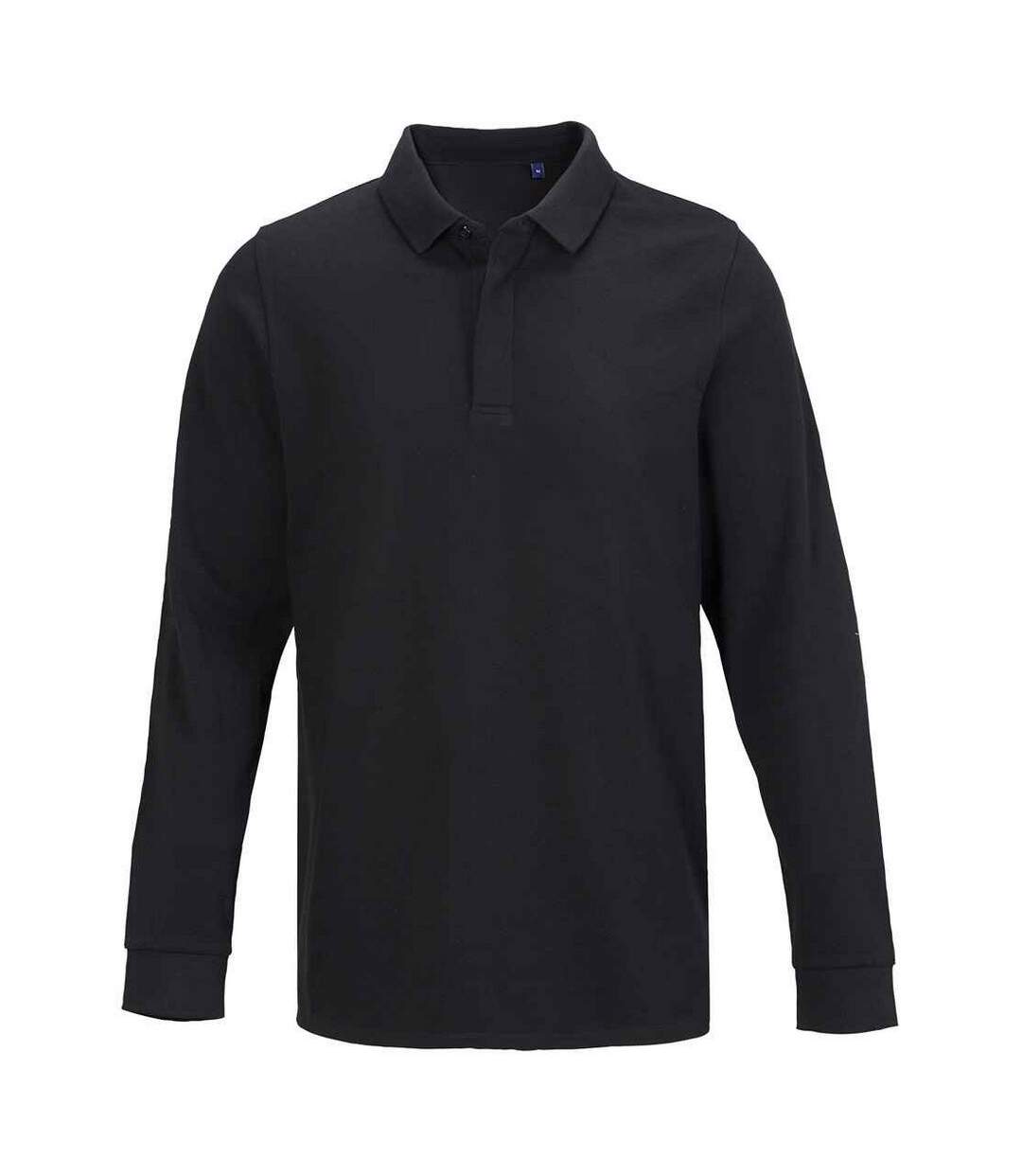 Mens owen pique long-sleeved polo shirt deep black NEOBLU