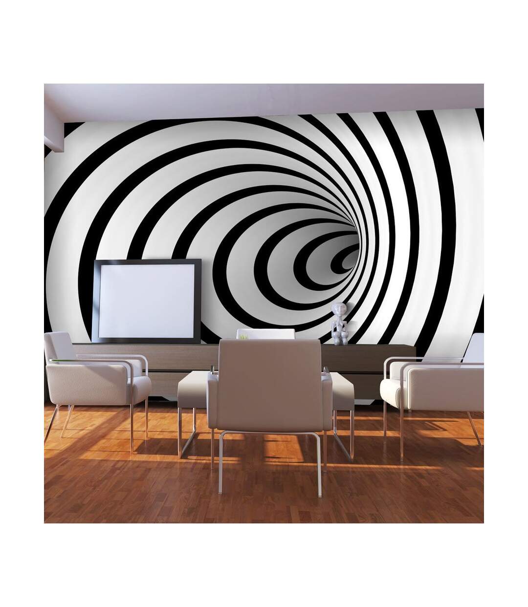Papier Peint Tunnel 3D Noir & Blanc II 450x270cm-1