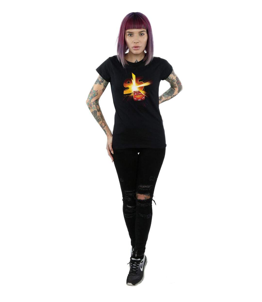 Disney - T-shirt CARS LIGHTNING MCQUEEN BURST - Femme (Noir) - UTBI13849-4