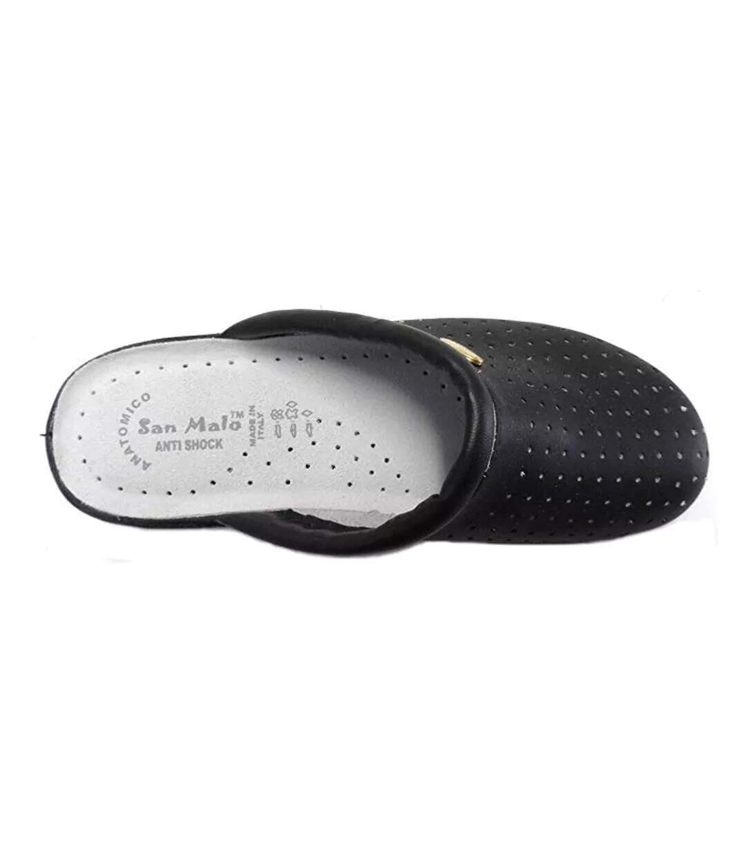 Womens/ladies leather clogs black Dek-4