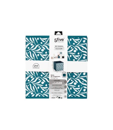 Boîte de Rangement Réversible Lauria 31x31cm Bleu Pétrole