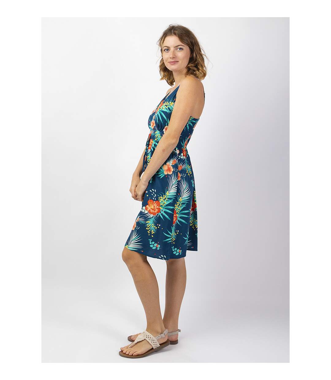 Robe femme casual chic MOREA imprimé fleurs chatoyant Coton Du Monde