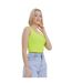 Womens/ladies mercan button crop top neon yellow Lookus