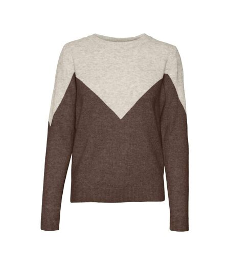 Pull marron/blanc femme vero moda plaza