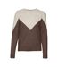 Pull marron/blanc femme vero moda plaza-3