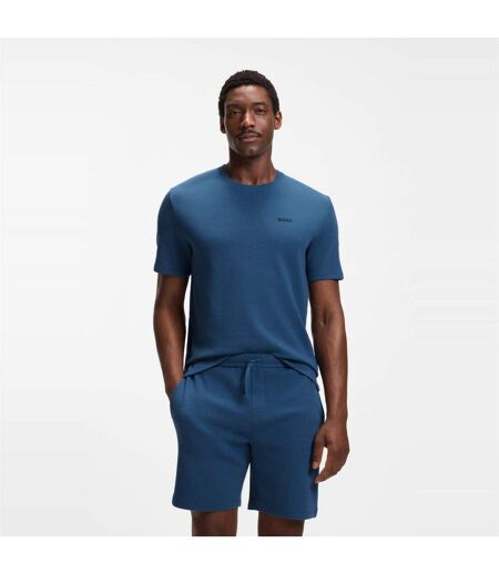 Mens Waffle Knit Pyjama Top Mid Blue Boss