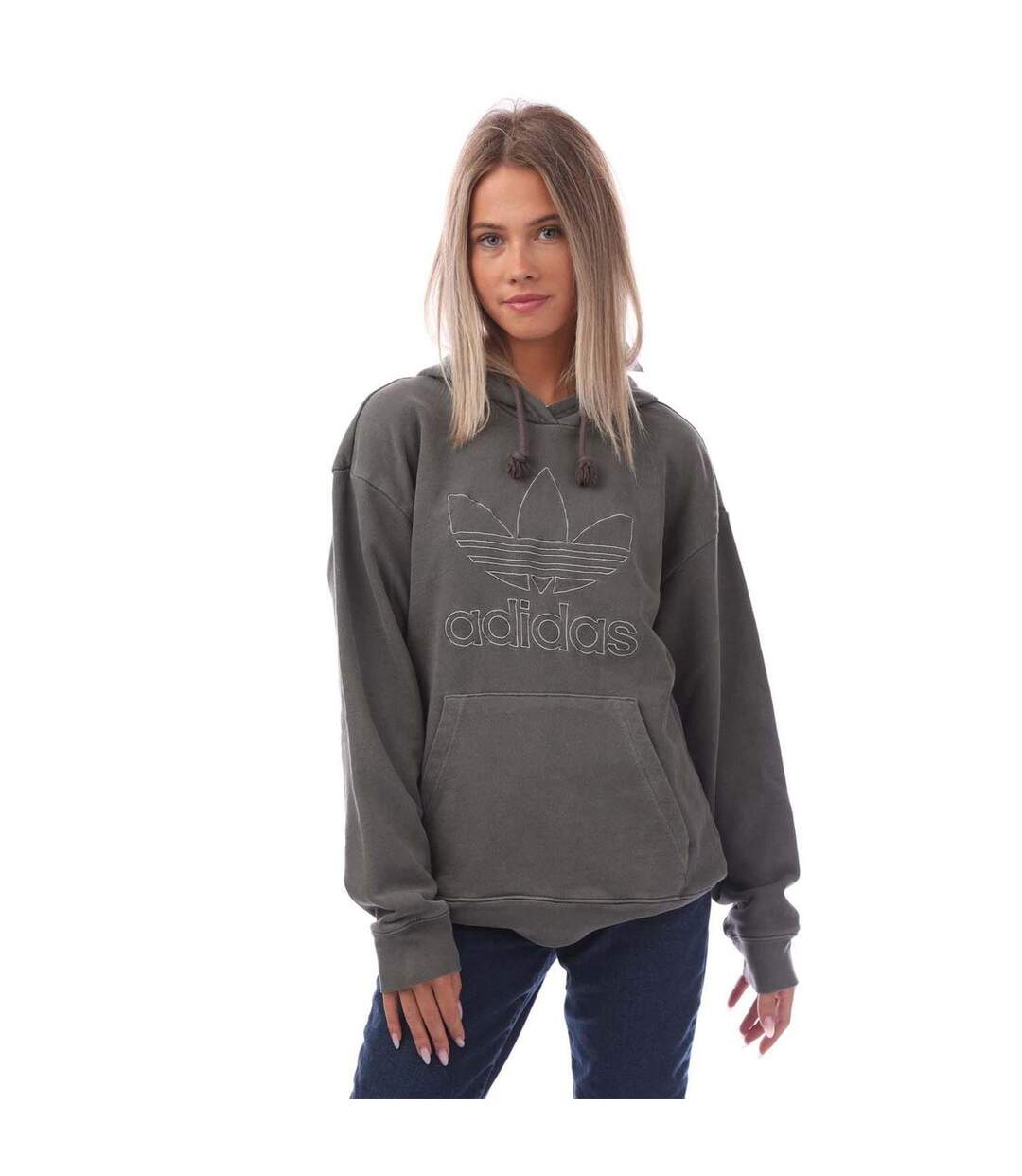 Sweat À Capuche Trefoil Femme Noir Adidas-1