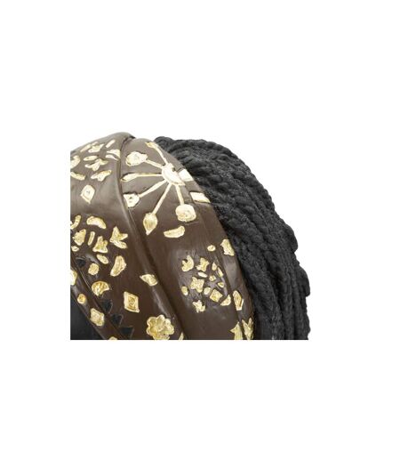 Statuette Tête Femme Bandeau Massai 30cm Noir