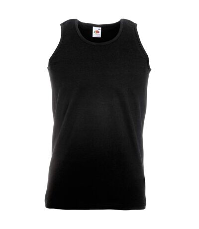 Mens Athletic Sleeveless Vest / Tank Top Black Fruit Of The Loom