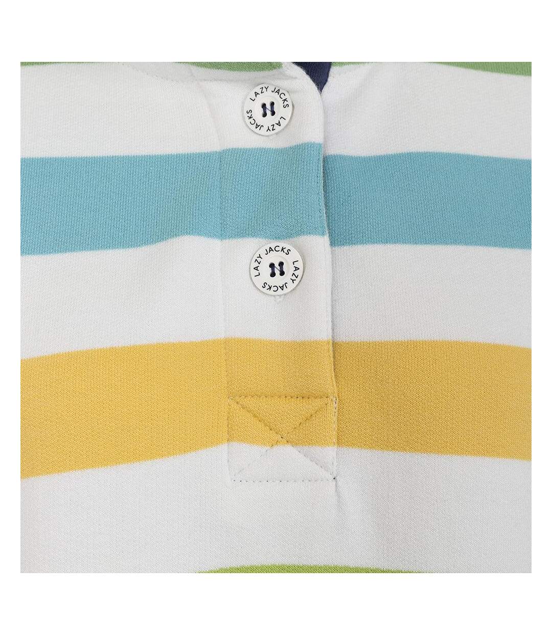 Womens/ladies Striped Button Neck Sweatshirt Multicoloured Lazy Jacks-2