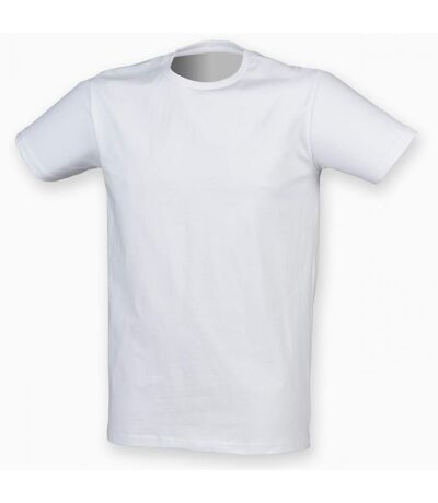 Skinni Fit Men Mens Feel Good Stretch Short Sleeve T-Shirt (White)