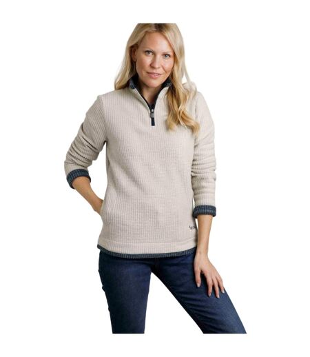 Womens/ladies beye grid eco friendly quarter zip fleece top ecru Weird Fish