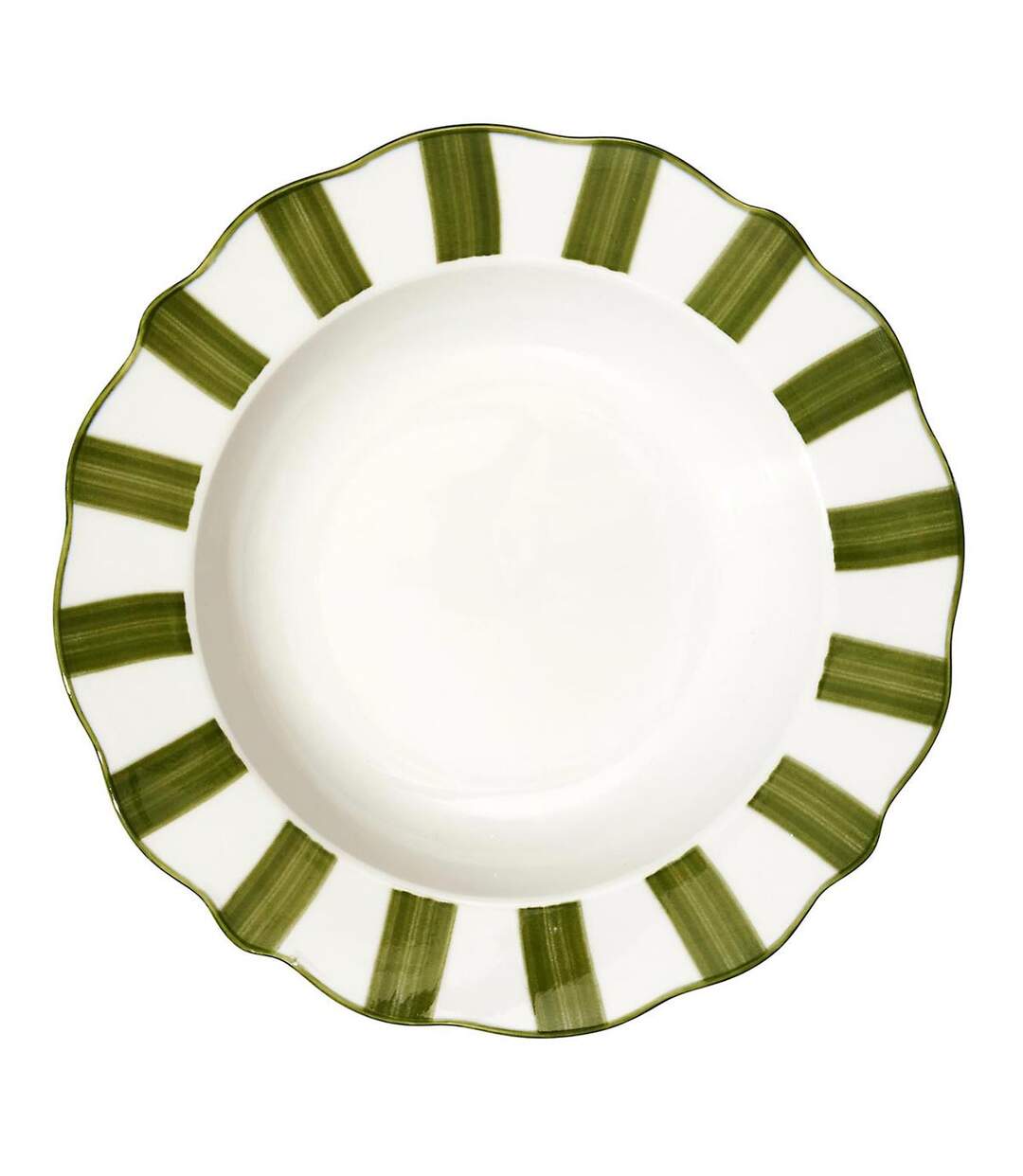Lot de 6 Assiettes Creuses Cleo 20cm Vert & Blanc-1