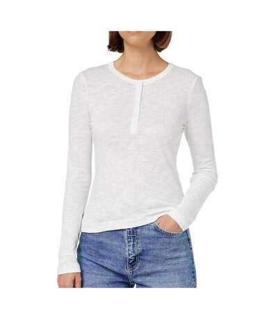 T-Shirt manches longues blanc femme superdry henley - l