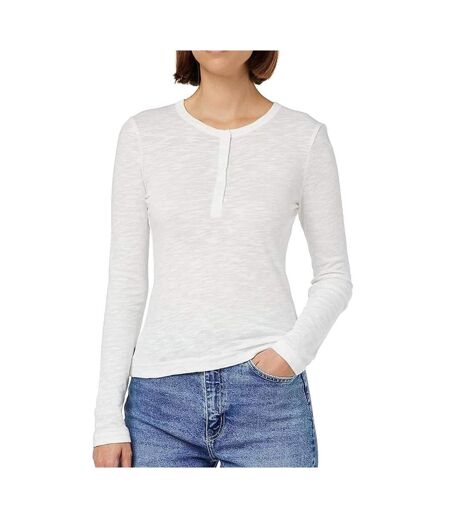 T-Shirt manches longues blanc femme superdry henley - l