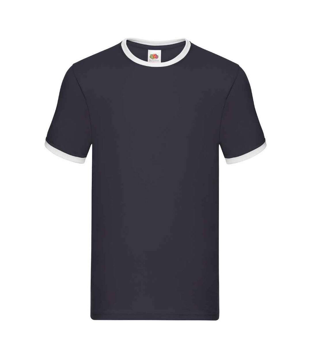 T-shirt Ringer Homme Bleu Marine Blanc Fruit Of The Loom-1