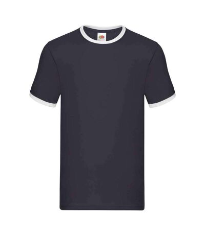 T-shirt Ringer Homme Bleu Marine Blanc Fruit Of The Loom