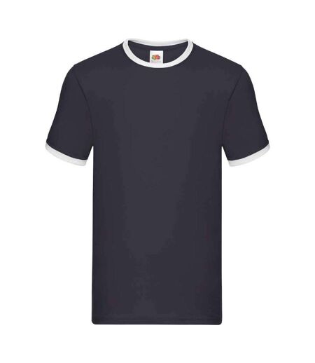 T-shirt Ringer Homme Bleu Marine Blanc Fruit Of The Loom