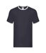 T-shirt Ringer Homme Bleu Marine Blanc Fruit Of The Loom-1