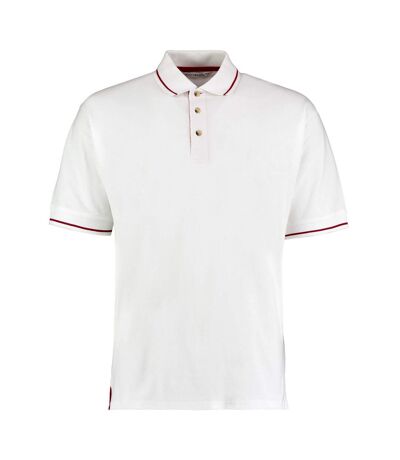 Mens st mellion classic polo shirt white/red Kustom Kit