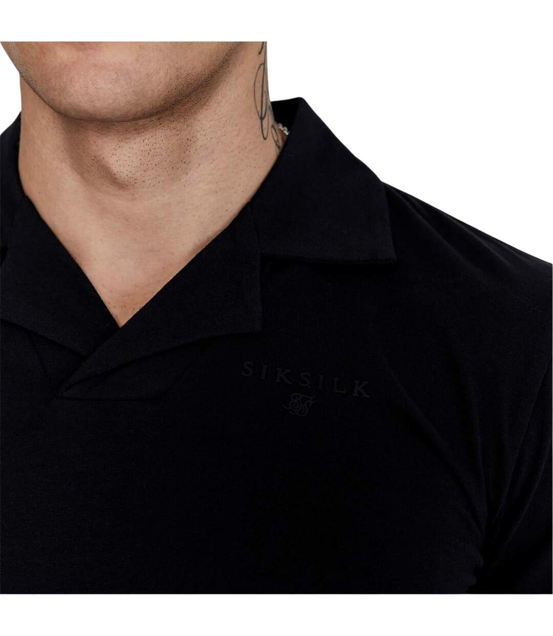 Mens Slim Long-sleeved Polo Shirt Black SikSilk-4