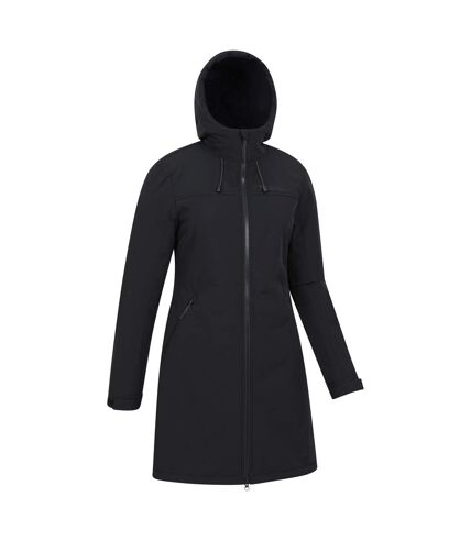 Womens/ladies fern longline soft shell jacket black Mountain Warehouse