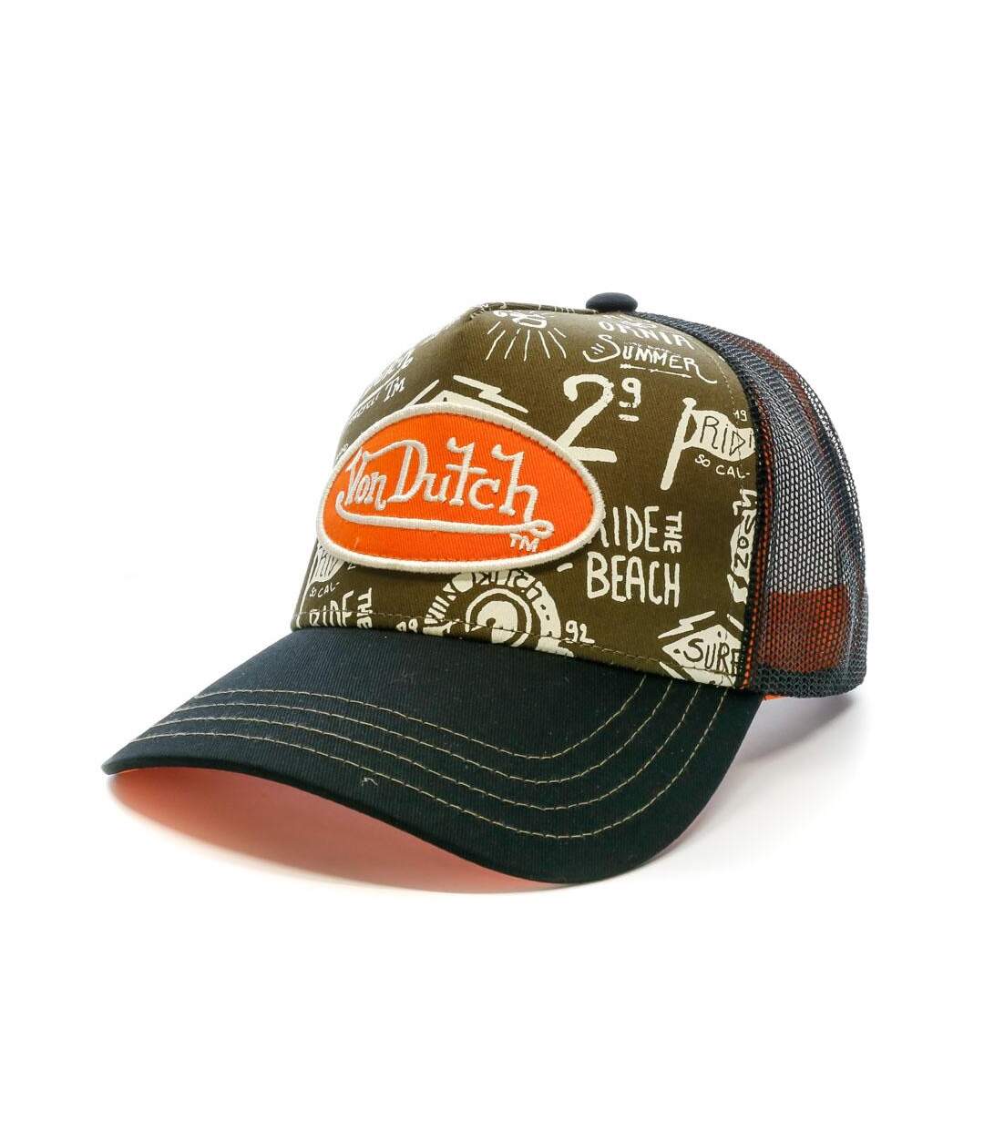 Casquette kaki/noir homme von dutch  pattern - taille unique-1