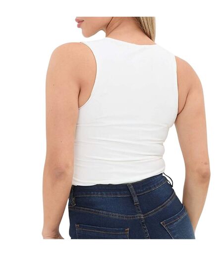 Womens/ladies Fitted Sleeveless Vest Top Cream I Saw It First