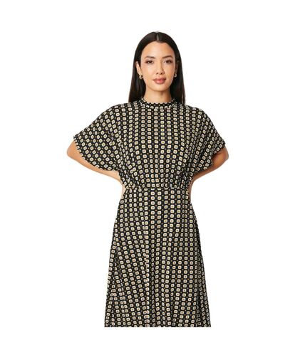 Womens/ladies geometric high-neck midi dress black Principles