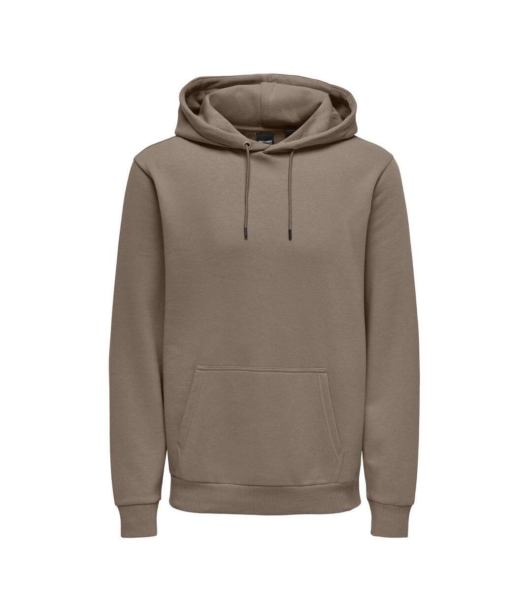 Sweat à capuche marron clair homme only & sons ceres-1
