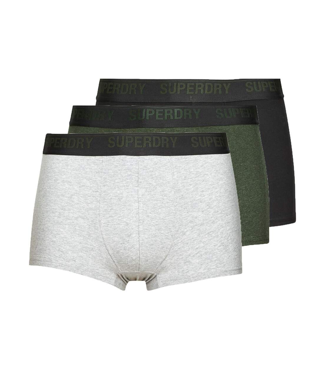 X3 Boxers Gris/Kaki/Noir Homme Superdry Trunk-1