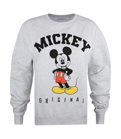 Disney Womens/Ladies Hello Mickey Mouse Sweatshirt (Light Grey/Black)