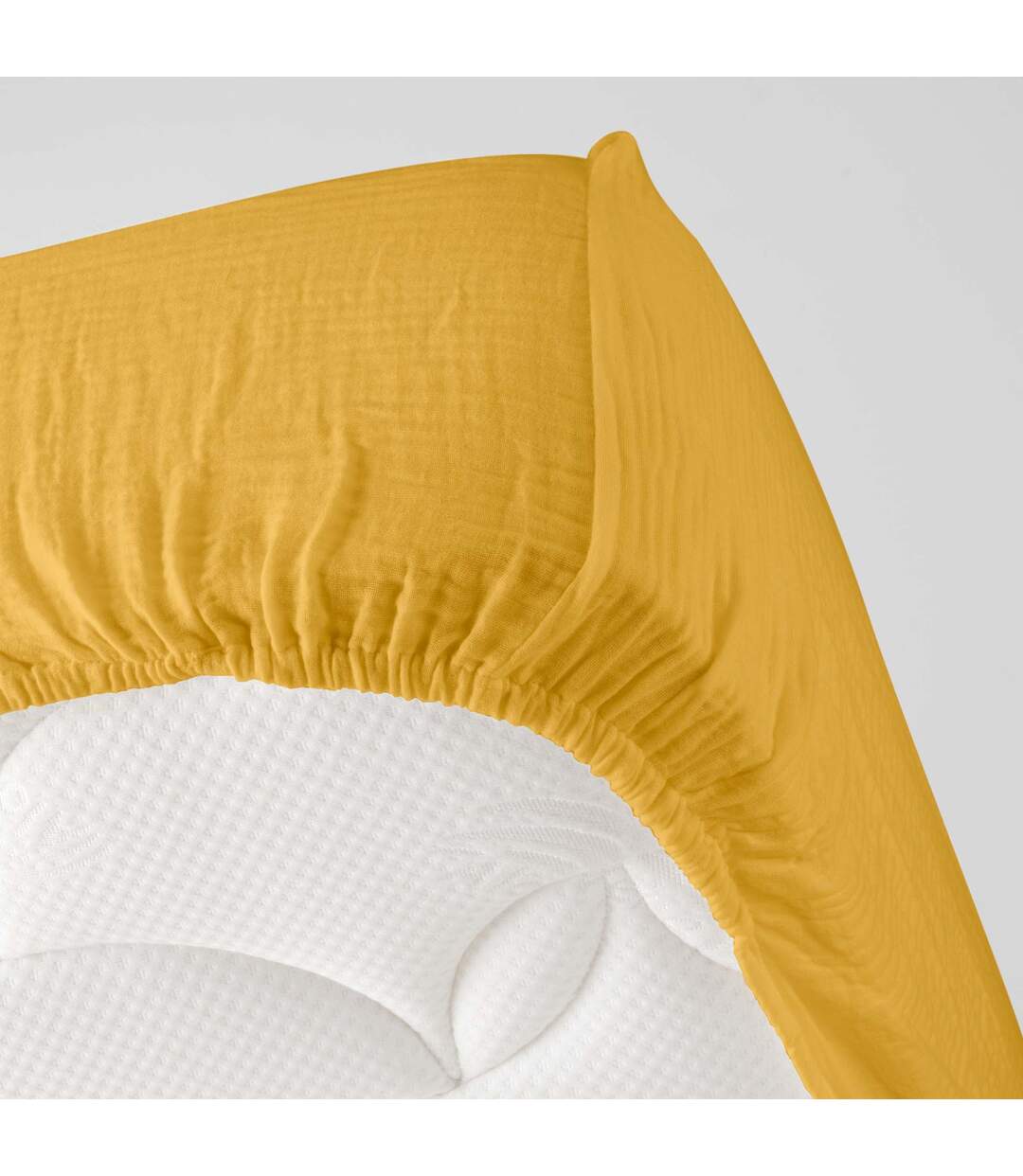 Drap Housse en Gaze de Coton Angelia 140x190cm Jaune-2