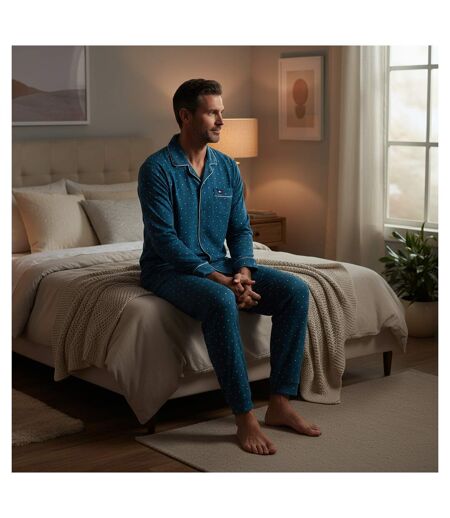 OZABI Ensemble Pyjama Homme Doublé Polaire Boutonné Petits Pois