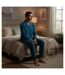 OZABI Ensemble Pyjama Homme Doublé Polaire Boutonné Petits Pois-4