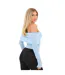 Womens/ladies Jersey Fitted Long-sleeved Bardot Top Blue I Saw It First-3