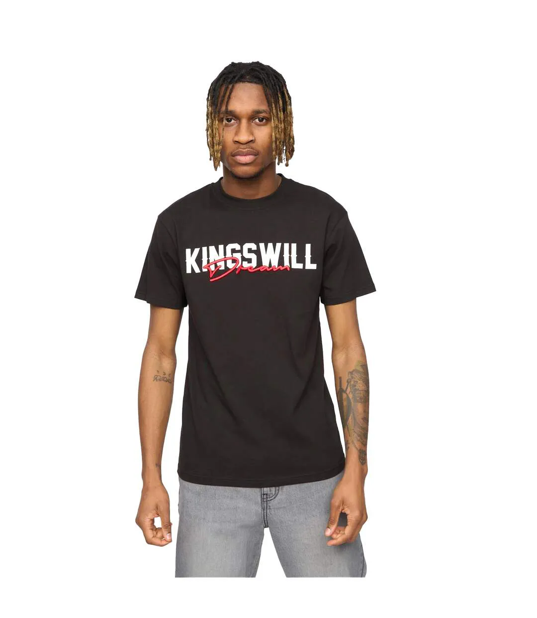 Mens Bilkie Embroidered Logo T-shirt Black Kings Will Dream-2