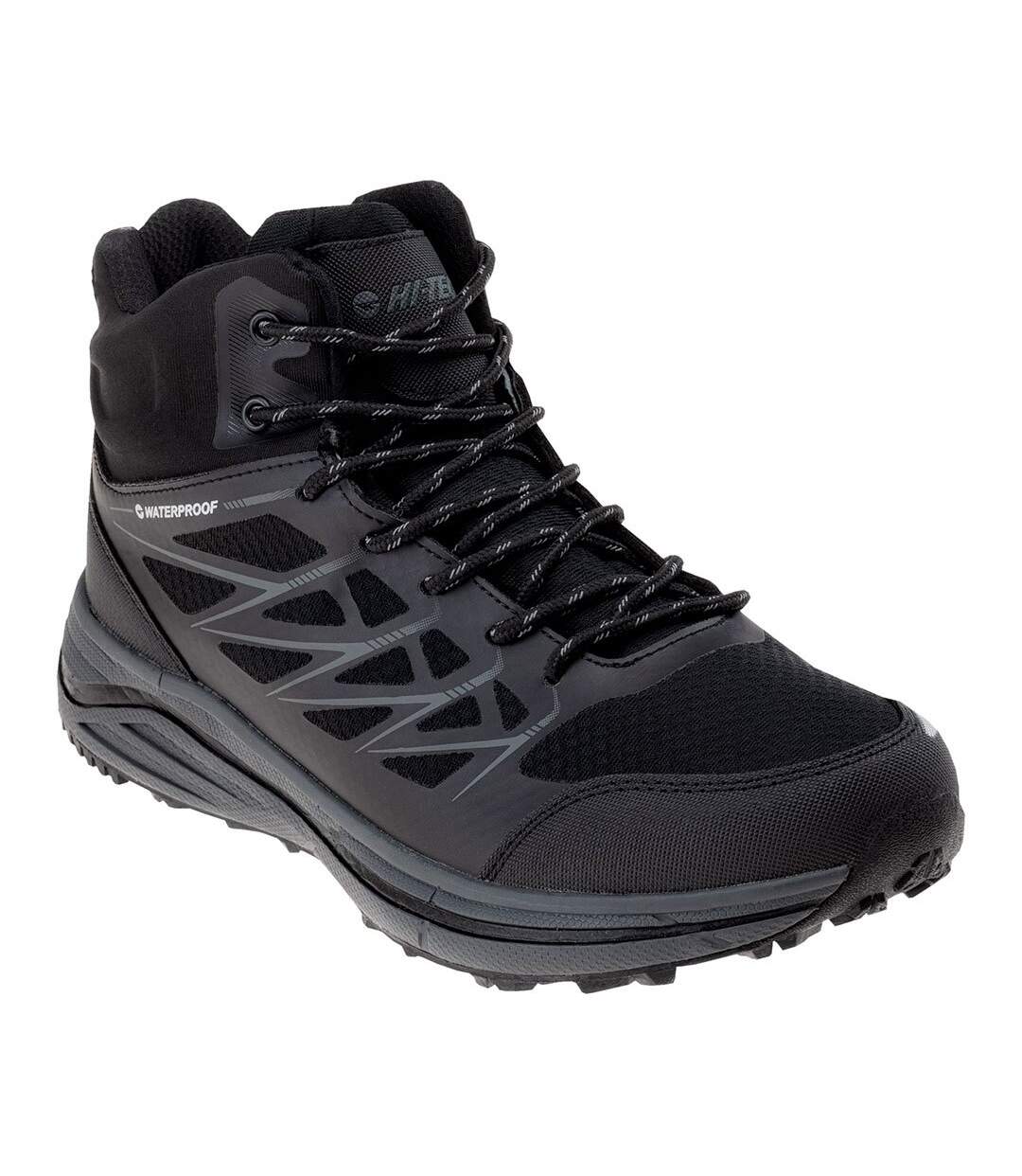 Mens Hewila Waterproof Mid Cut Walking Shoes Black Hi-Tec-1