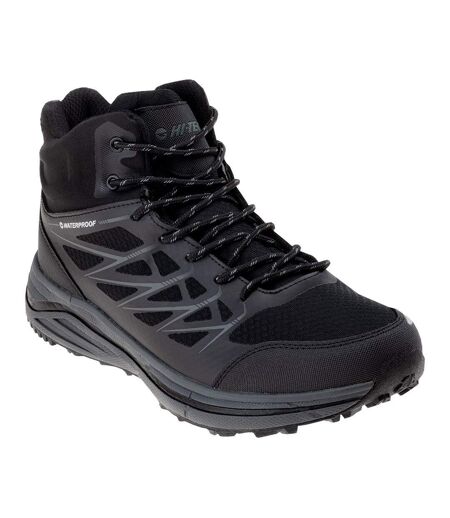 Mens Hewila Waterproof Mid Cut Walking Shoes Black Hi-Tec