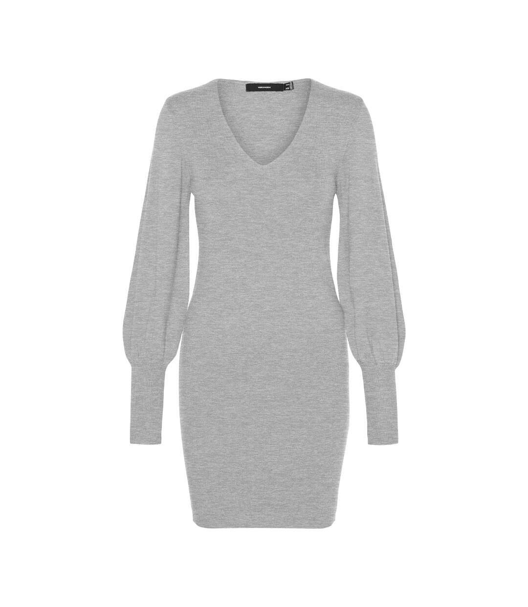 Robe pull gris femme vero moda holly-1