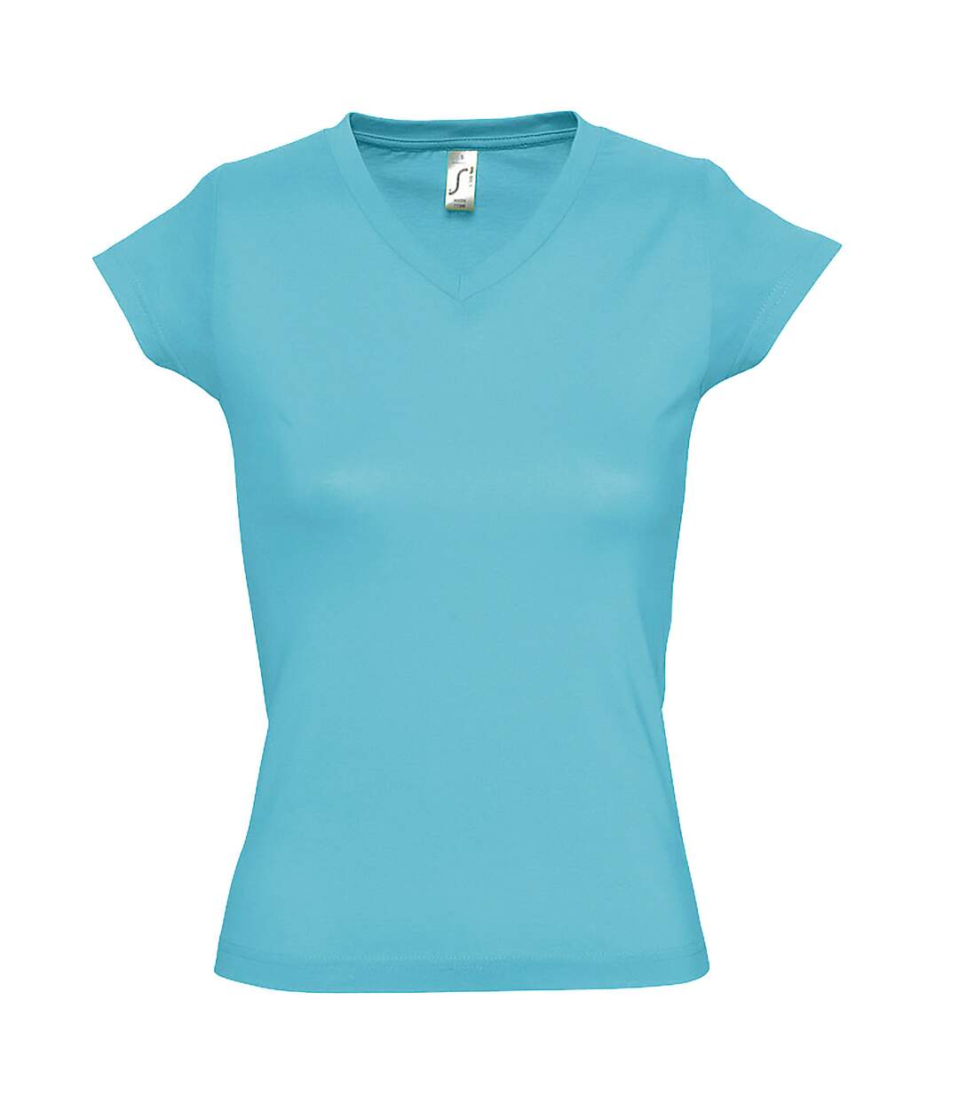 SOLs Womens/Ladies Moon V Neck Short Sleeve T-Shirt (Blue Atoll) - UTPC294