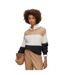 Womens/ladies Colour Block Crew Neck Sweater Top Black White Beige Boss-1