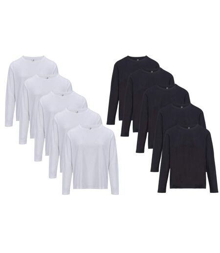 Lot 10 T-shirts manches longues FEMME - 04443 - noir et blanc