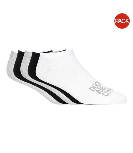 Pack of 5  Mens fubel trainer socks  black/white/grey Duck and Cover